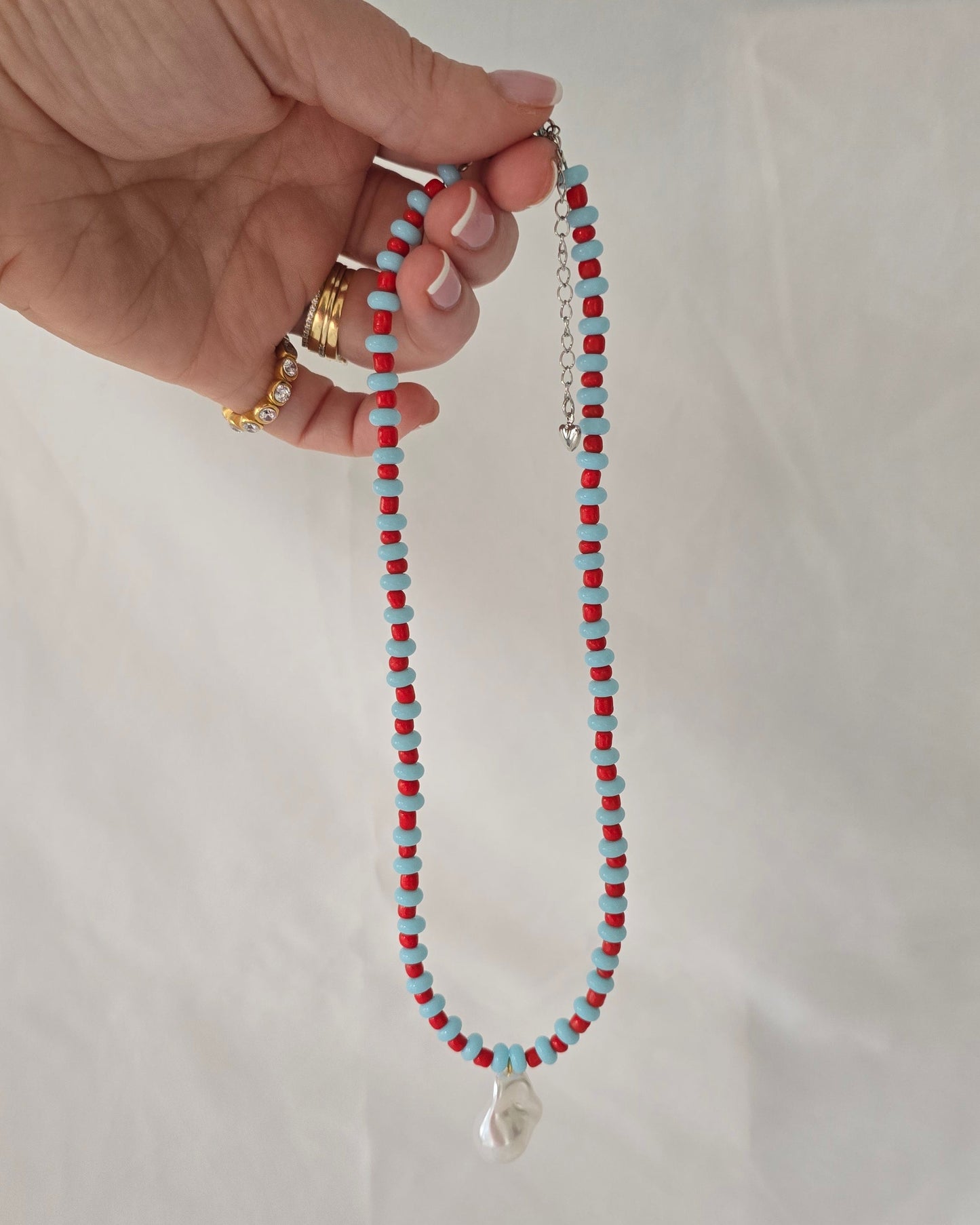Frankie Necklace in Blue + Red (ONE OFF)