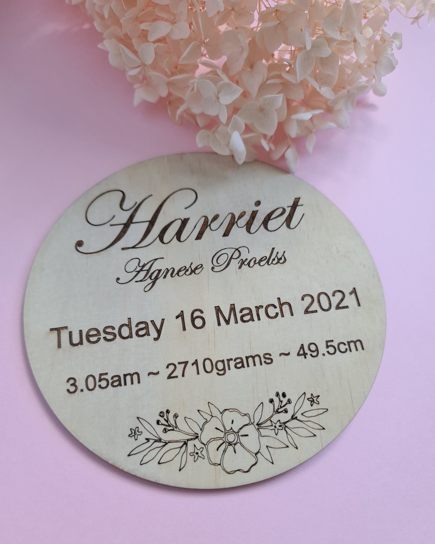Birth Details Keepsake Plaque ◽ Personalised Birth Announcement