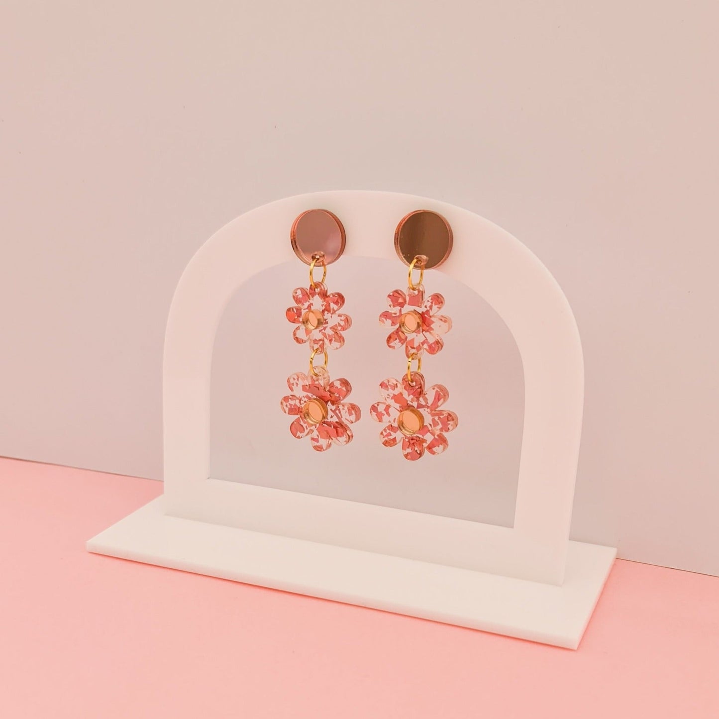 Wildflower Dangle Earrings - Rose Pink Sparkle