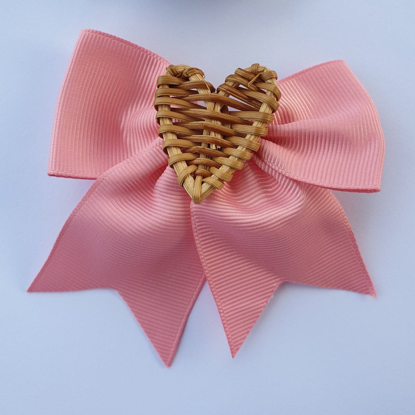 Dusty Pink and Rattan Hair Clip