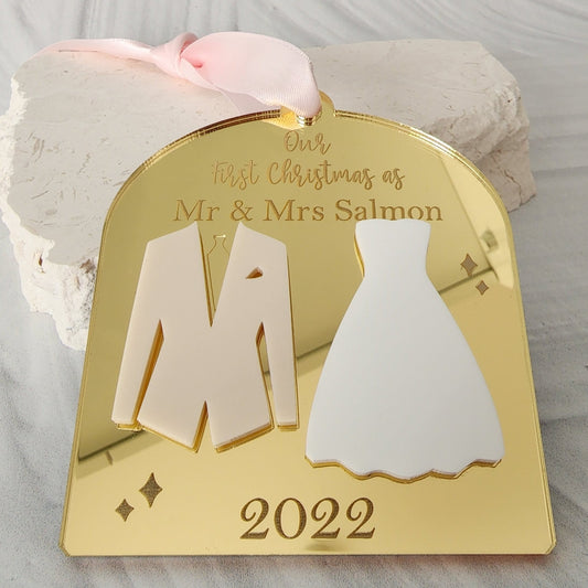 Mr & Mrs First Christmas Personalised Tree Decoration
