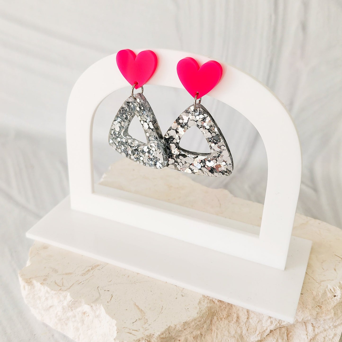 'Let's Go Party' Silver Sparkle Earrings