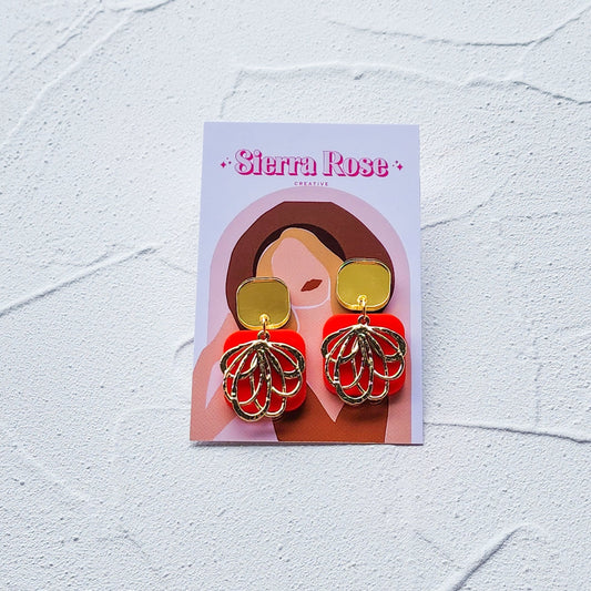 Red & Gold Christmas Earrings
