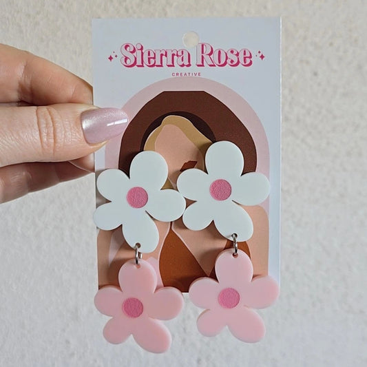 Fleur Dangles - White & Pink