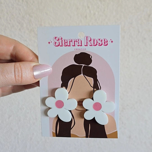 Fleur Studs - White & Pink
