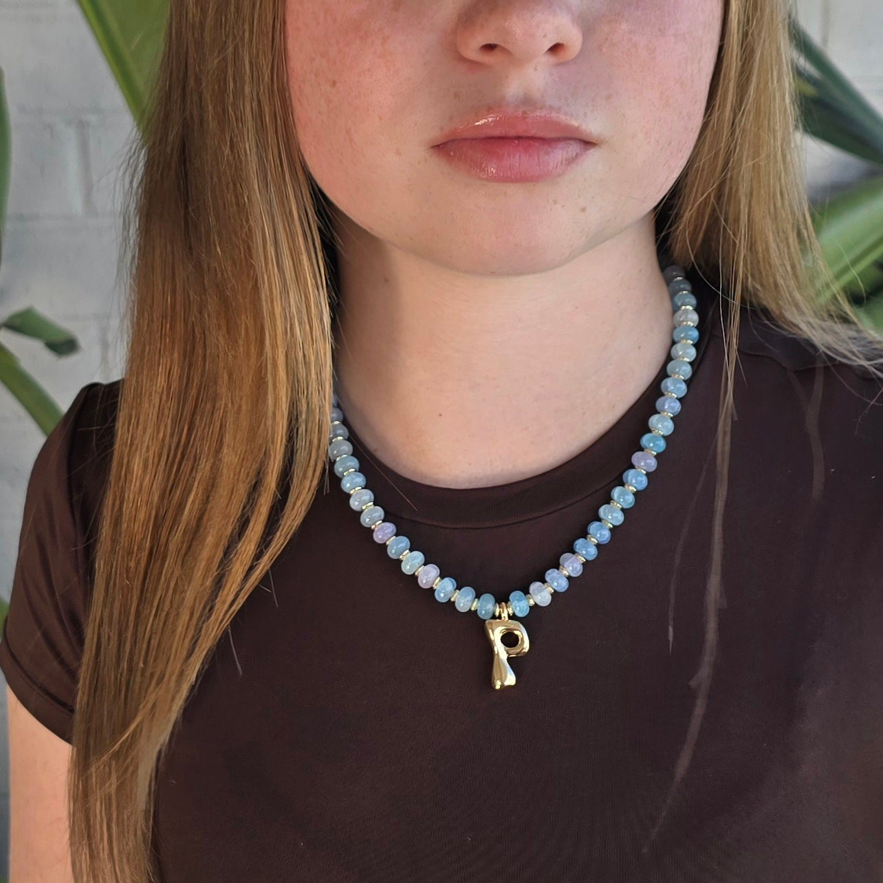 Initial Beaded Necklace (Pink OR Blue) **PRE ORDER**