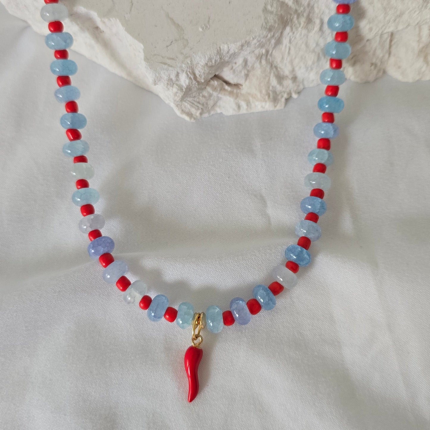 Chilli Necklace - Blue & Red (ONE OFF)