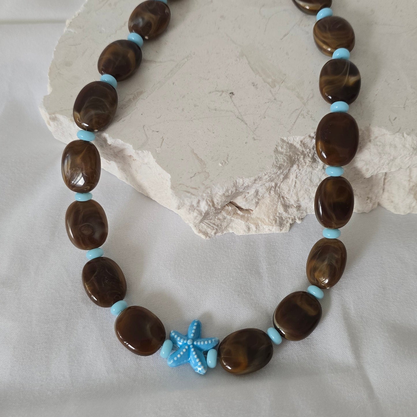 Starfish Necklace - Brown & Blue (ONE OFF)
