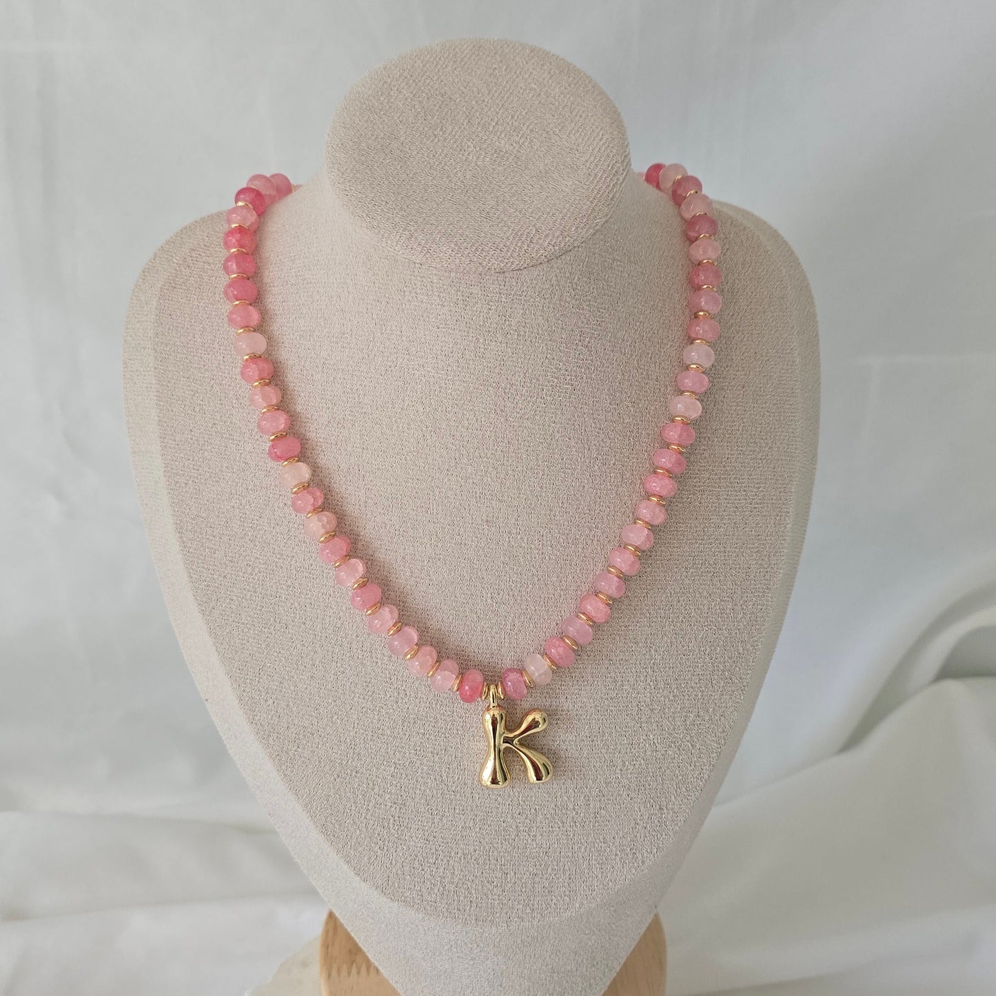 Initial Beaded Necklace (Pink OR Blue) **PRE ORDER**