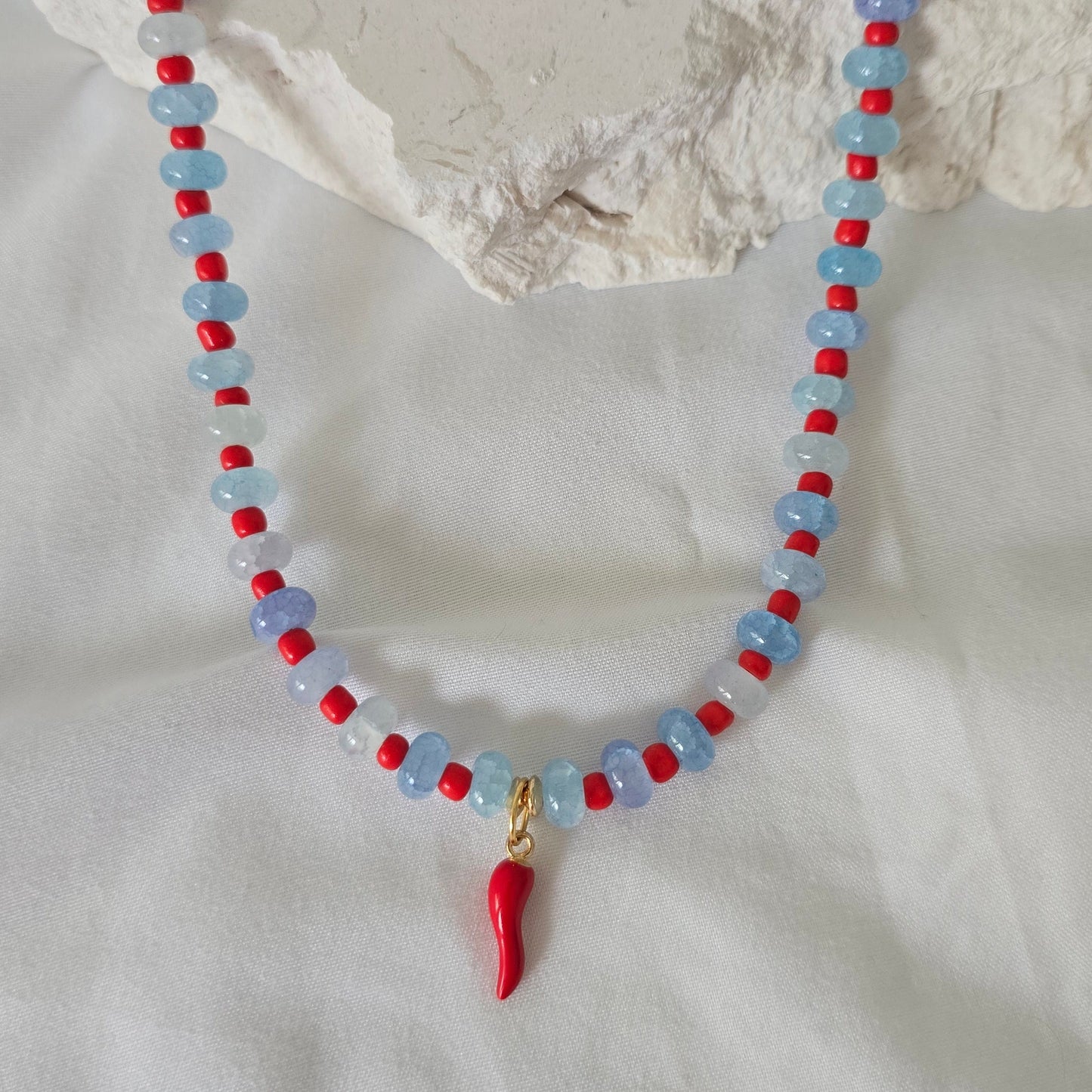Chilli Necklace - Blue & Red (ONE OFF)