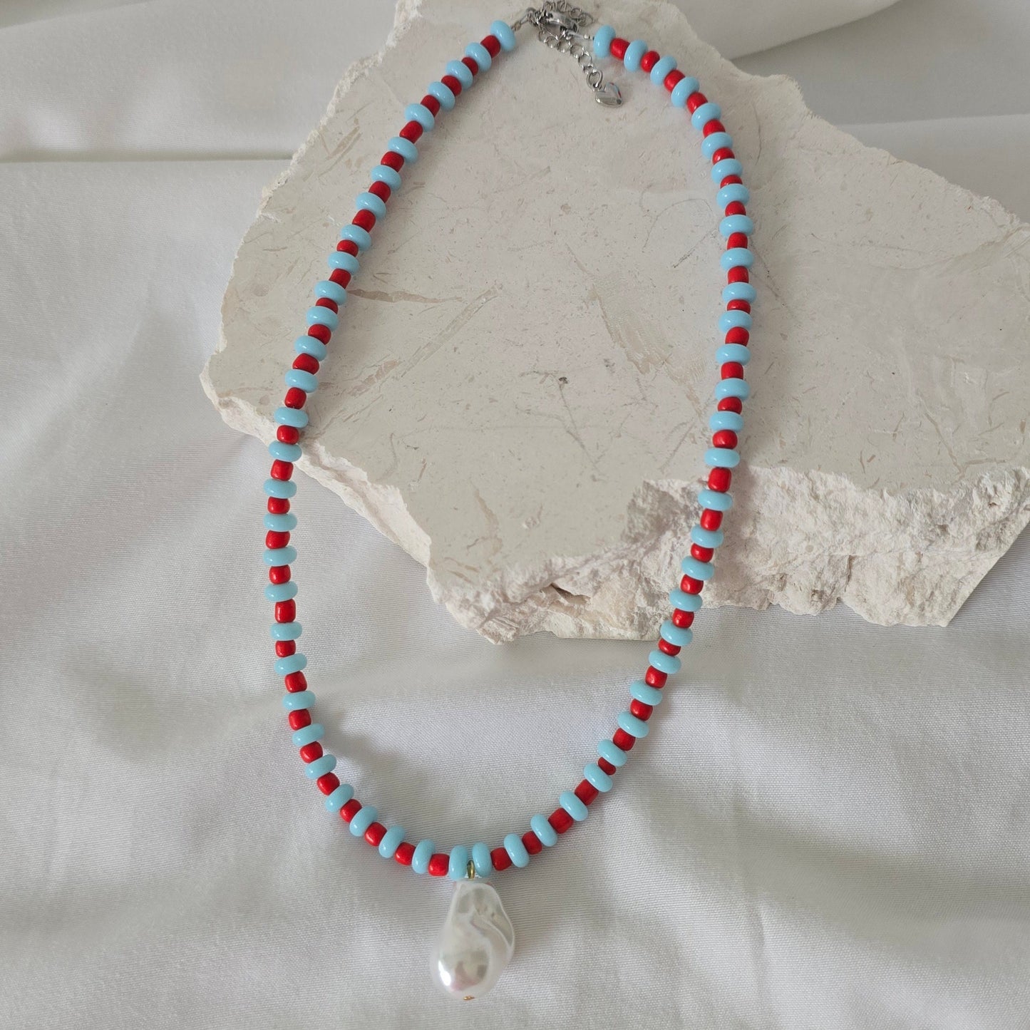 Frankie Necklace in Blue + Red (ONE OFF)