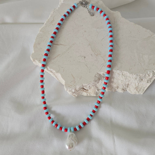 Frankie Necklace in Blue + Red (ONE OFF)