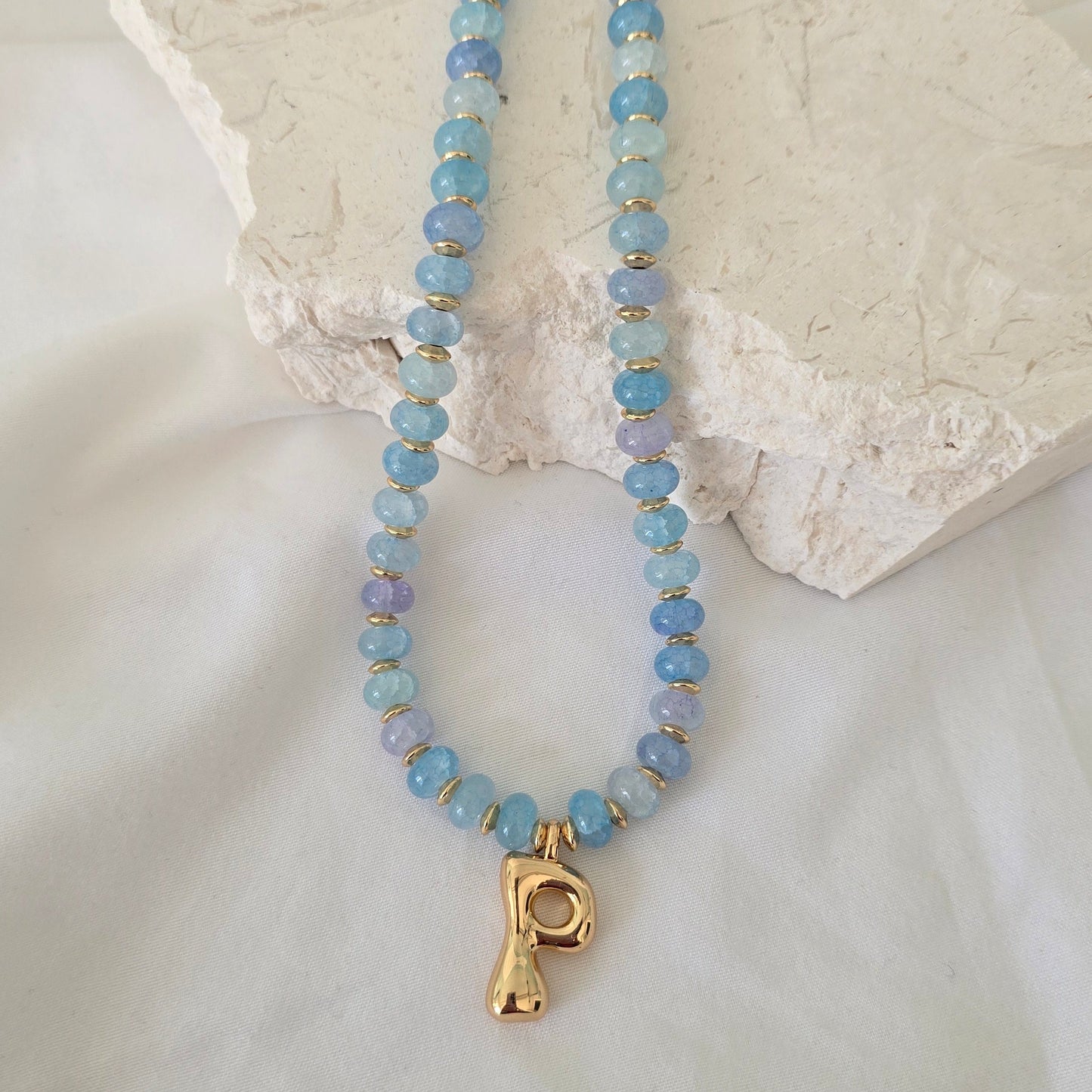 Initial Beaded Necklace (Pink OR Blue) **PRE ORDER**
