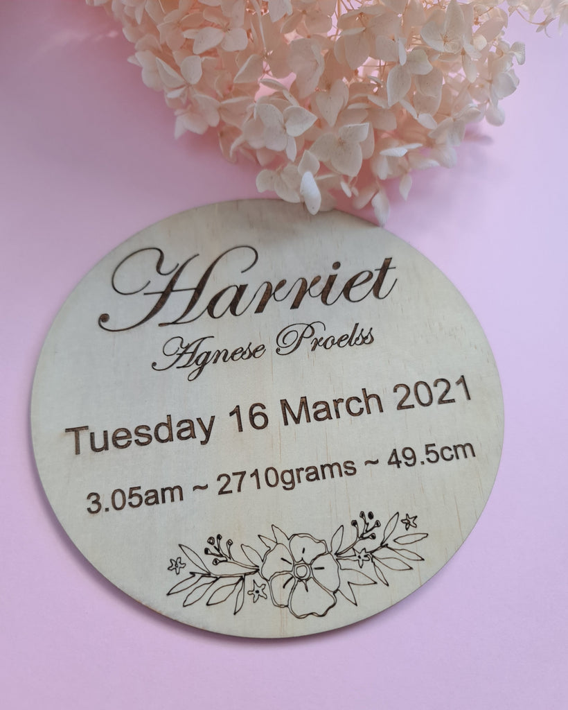 Birth Details Keepsake Plaque ◽ Personalised Birth Announcement
