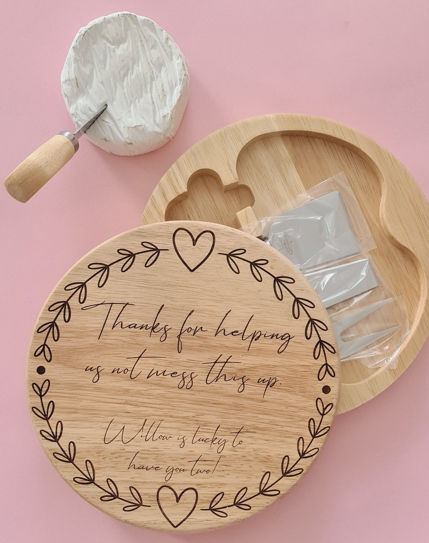 Engraved Cheese Board Set