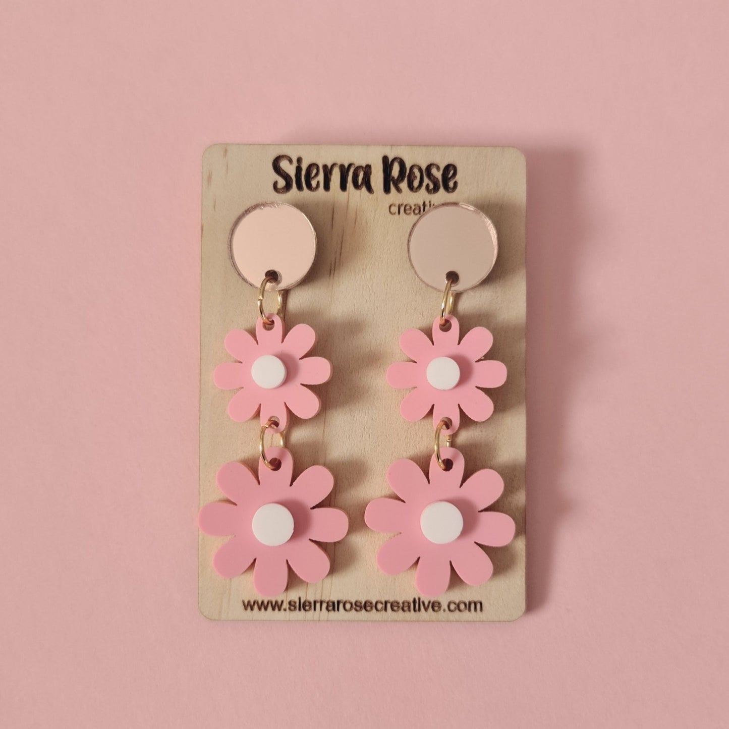Wildflower Dangle Earrings - Pink & White