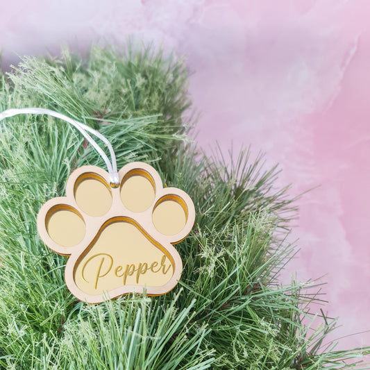 Personalised Paw Print Christmas Decoration