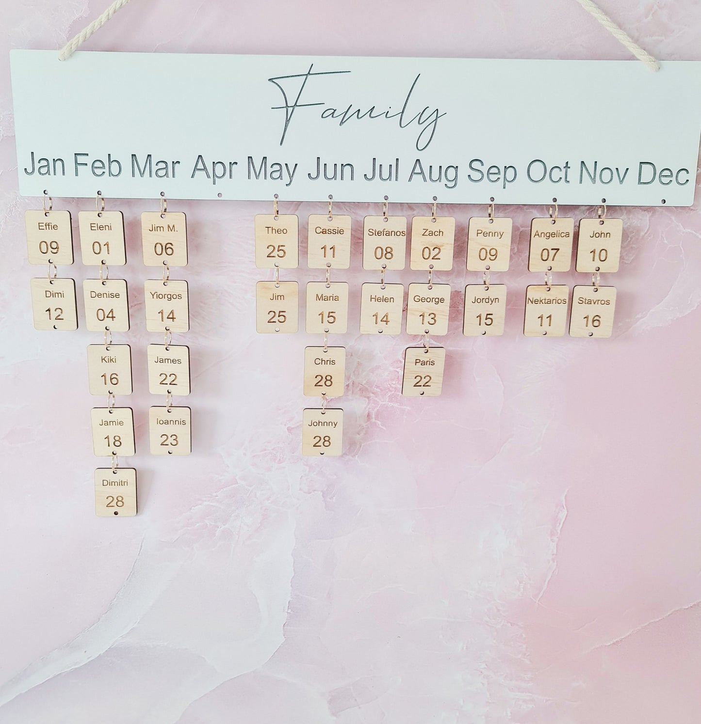 Family Birthday Calendar