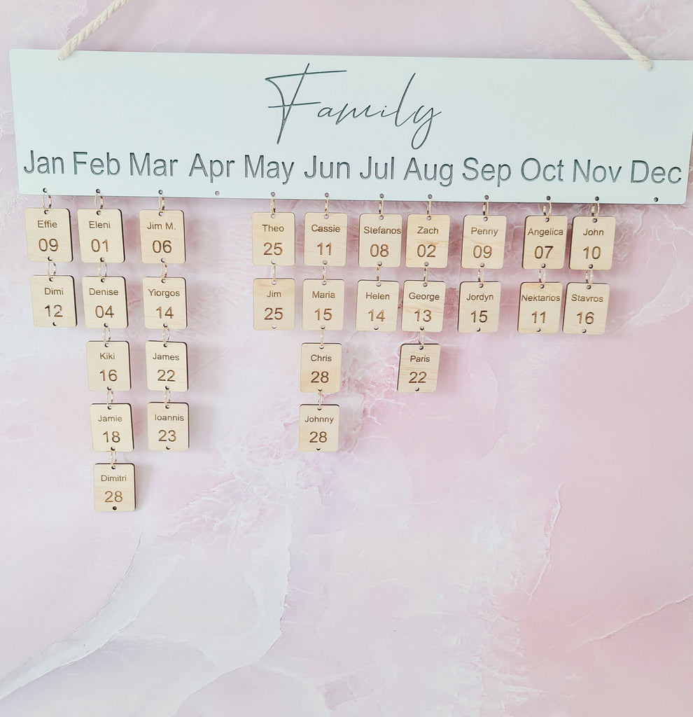 Family Birthday Calendar - ADDITIONAL TAGS