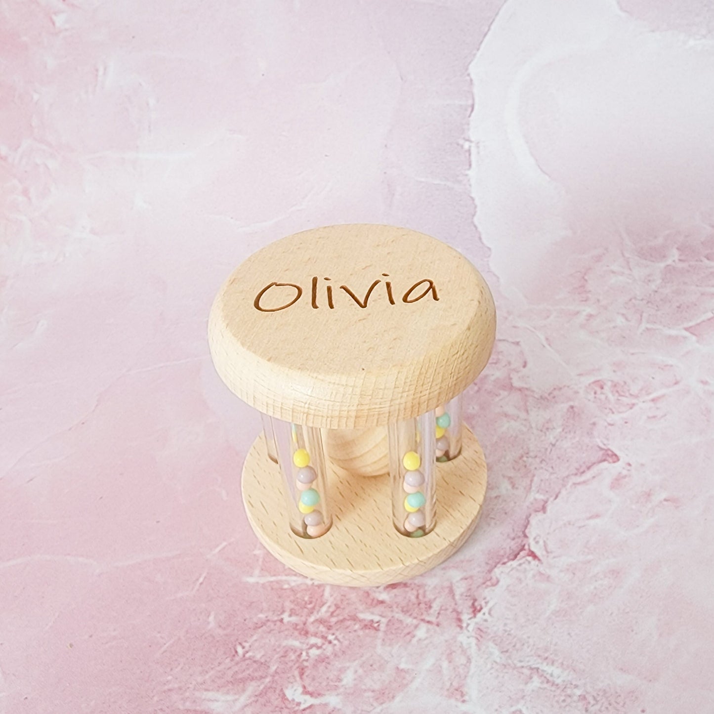 Personalised Wooden Baby Rattle