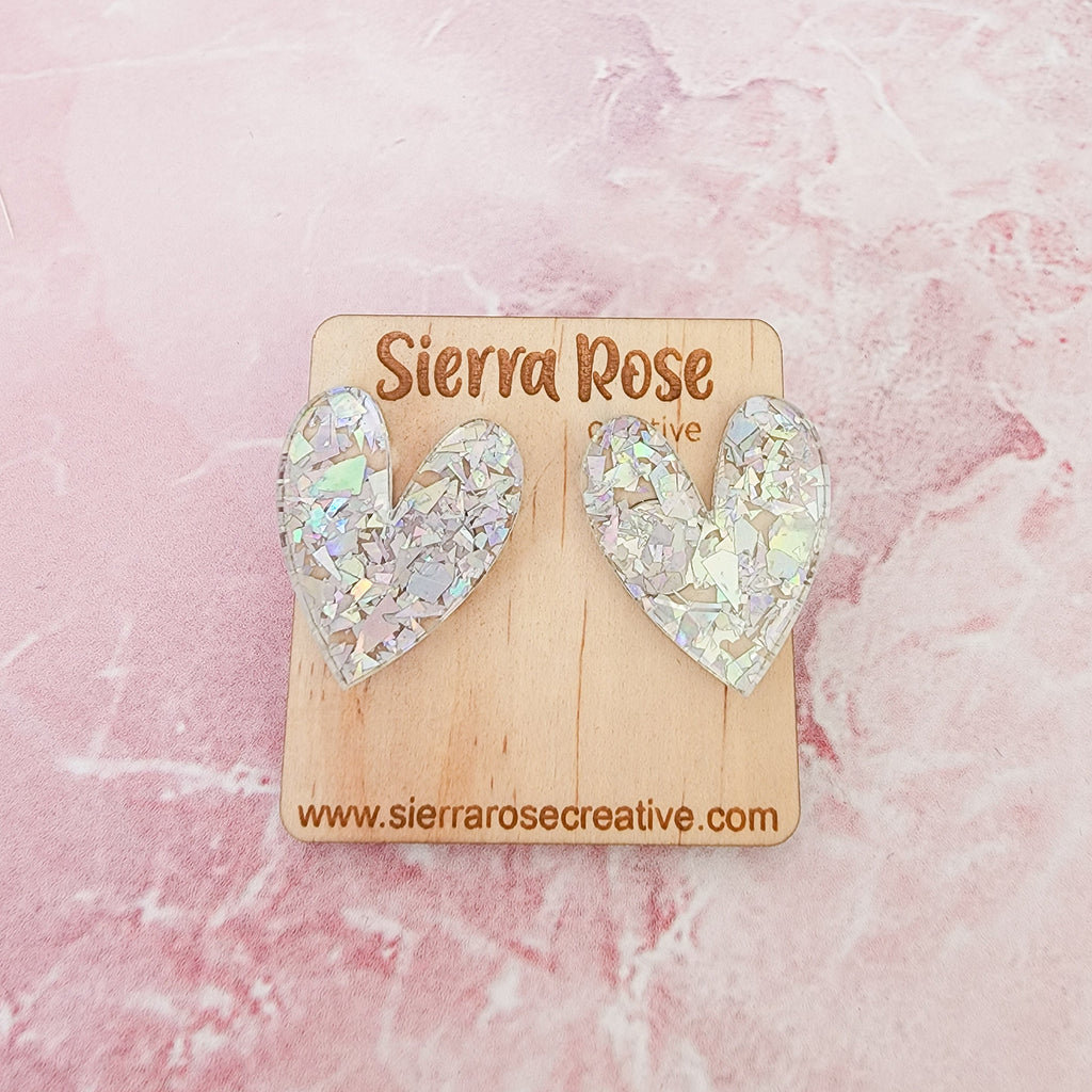 Silver heart stud earrings