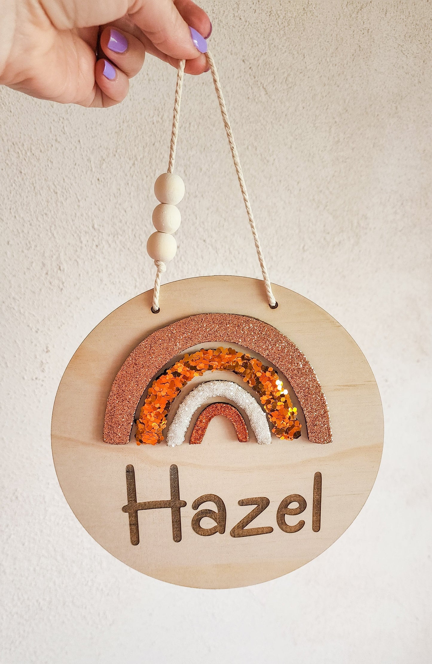 Rose Gold Glitter Rainbow Name Plaque