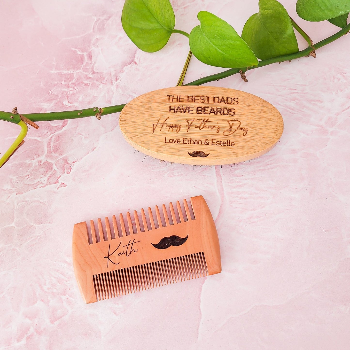 Engraved Beard Brush & Comb set