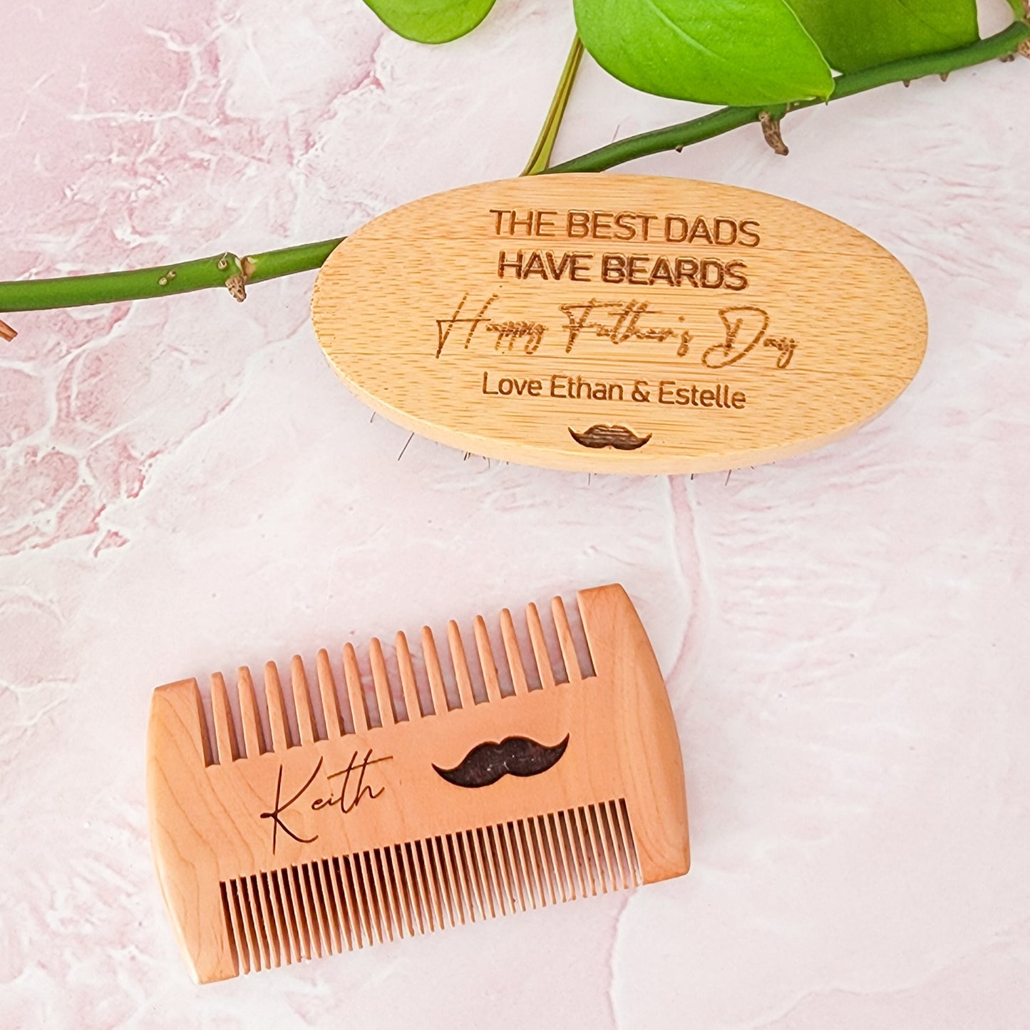 Engraved Beard Brush & Comb set
