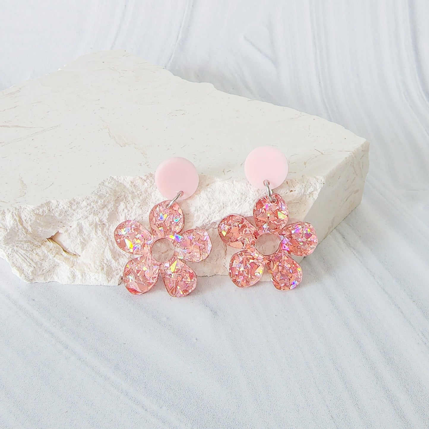 Quinn Earrings in Pink Sparkle