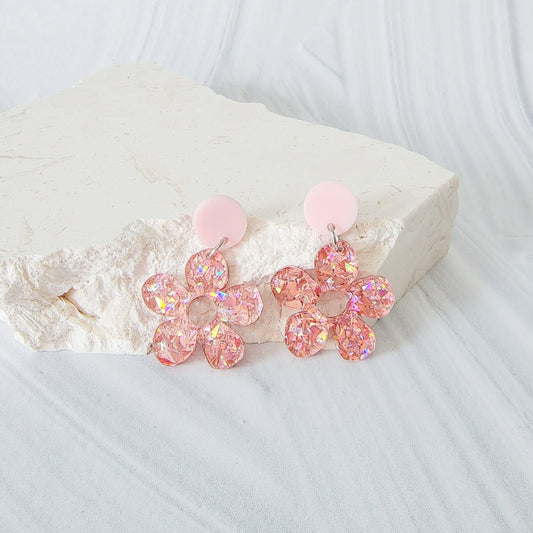 Quinn Earrings in Pink Sparkle