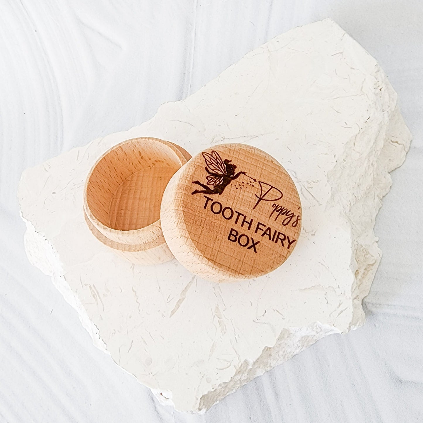 Personalised Round Wooden Tooth Fairy Box