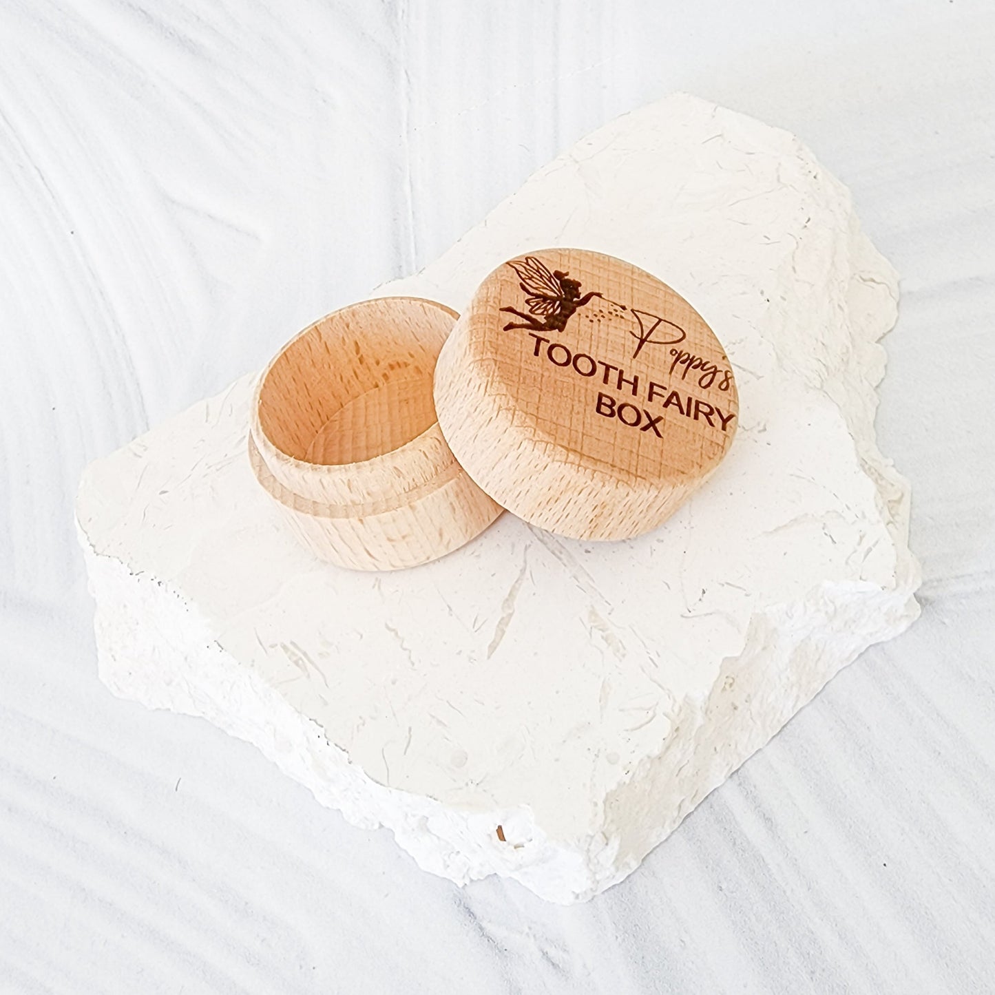 Personalised Round Wooden Tooth Fairy Box
