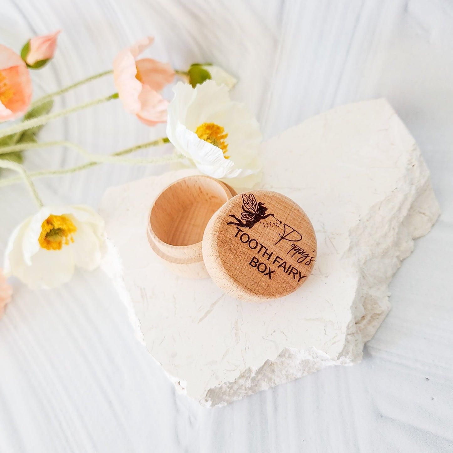 Personalised Round Wooden Tooth Fairy Box