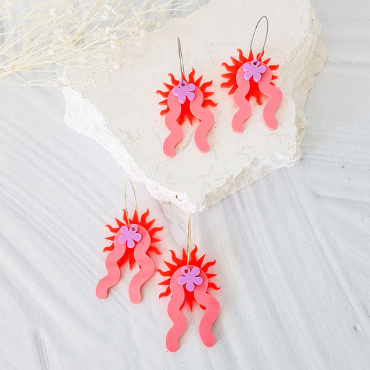 Sunburst Dopamine Hoop Earrings