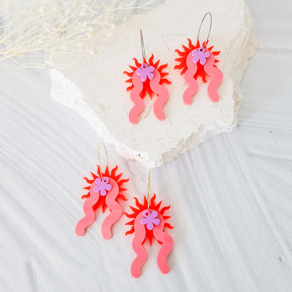 Sunburst Dopamine Hoop Earrings