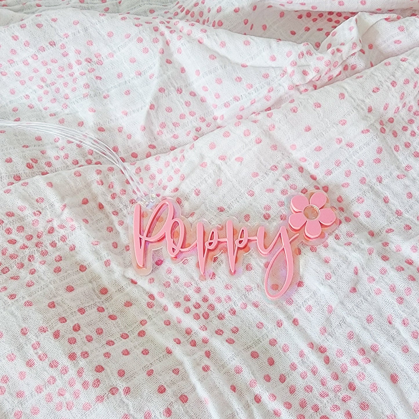 Acrylic Bubble Bag Tag with motif