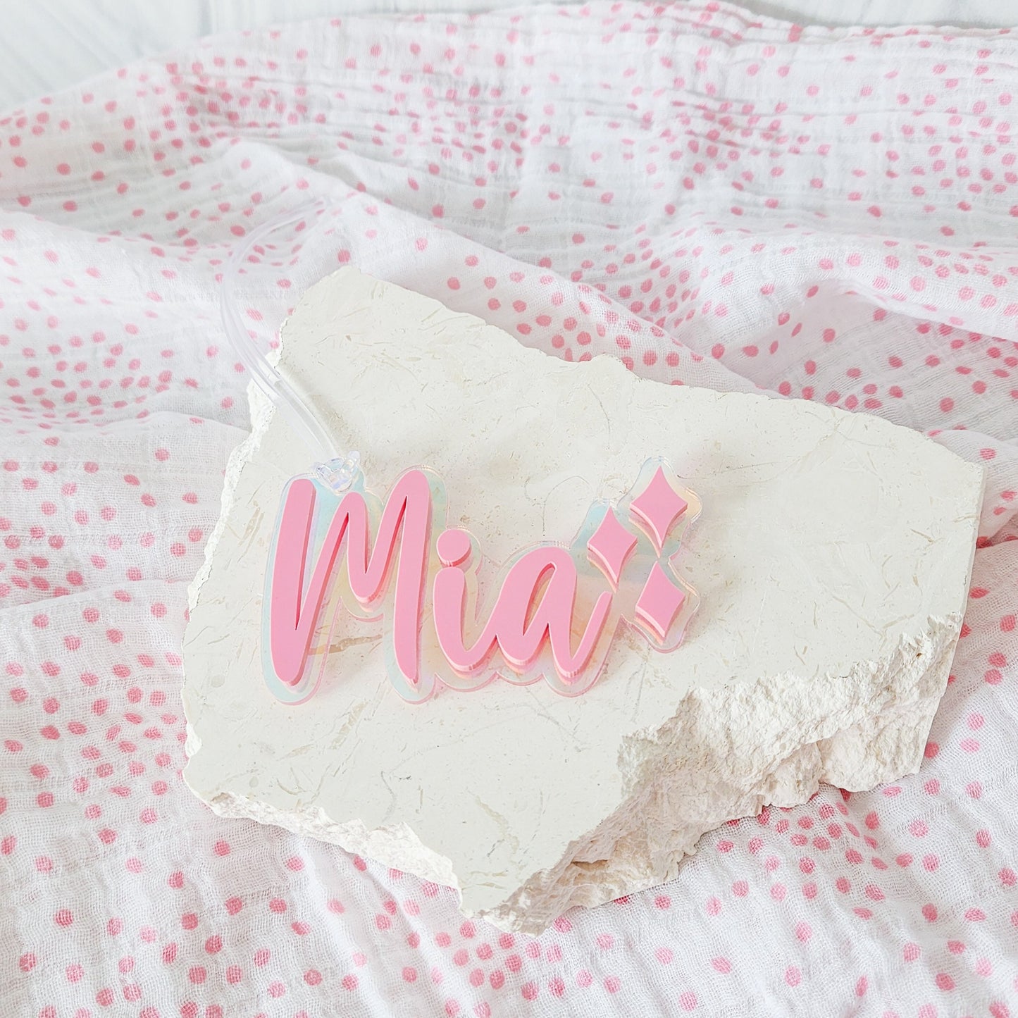 Acrylic Bubble Bag Tag with motif