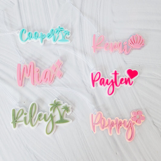 Acrylic Bubble Bag Tag with motif