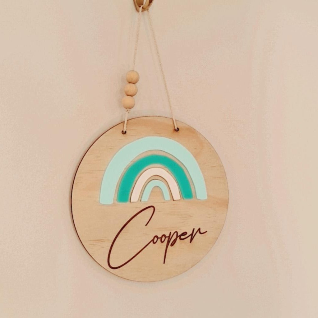 Aqua hues Rainbow Name Plaque