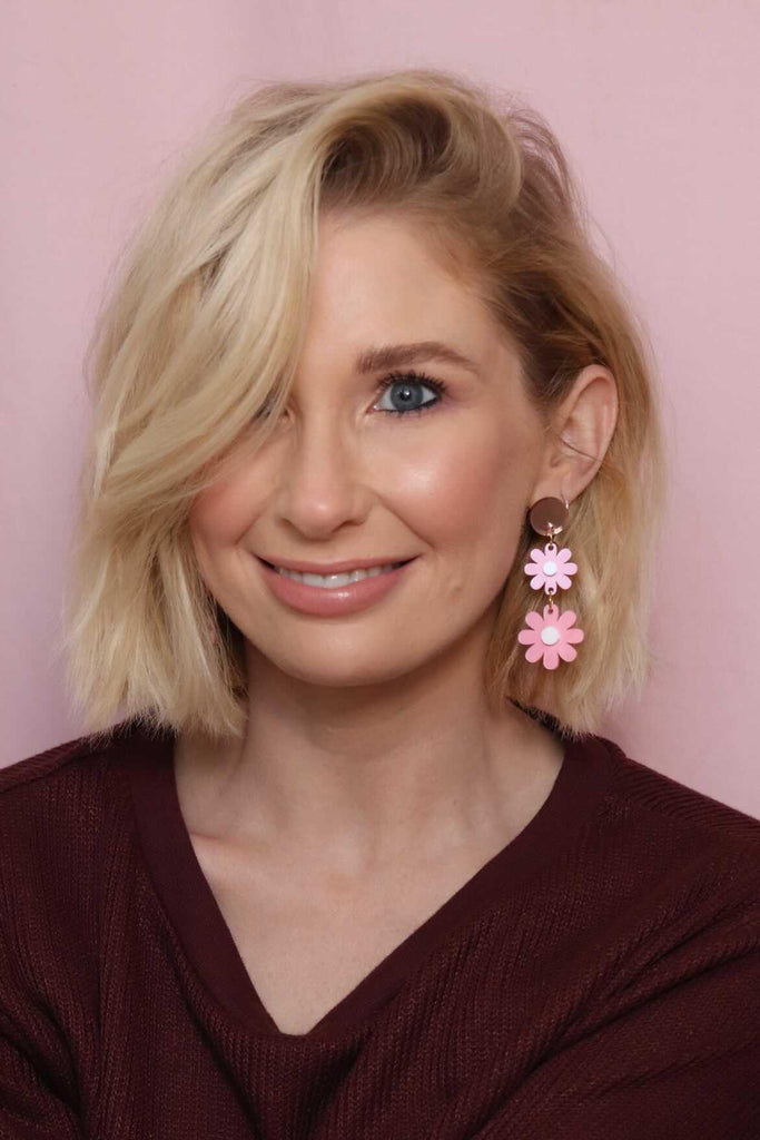 Wildflower Dangle Earrings - Pink & White