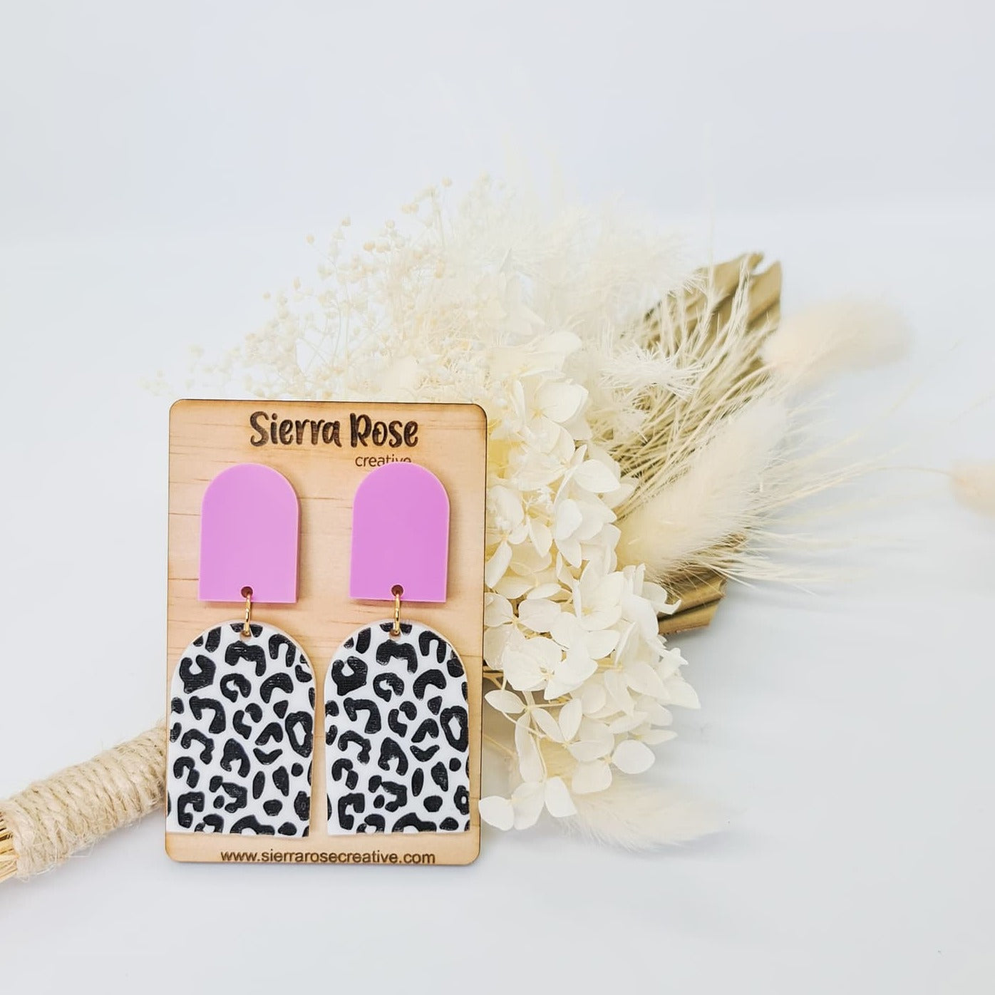 Lilac and Leopard Dangle Earrings