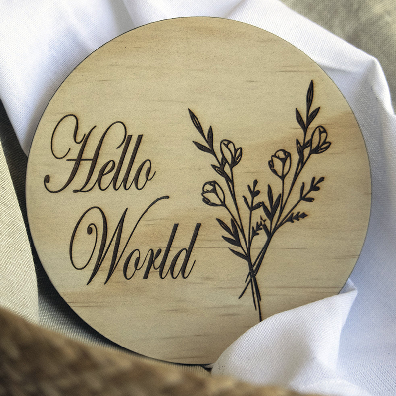 Hello World Plaque ◽ Timber Birth Announcement ◽ Nursery Decor