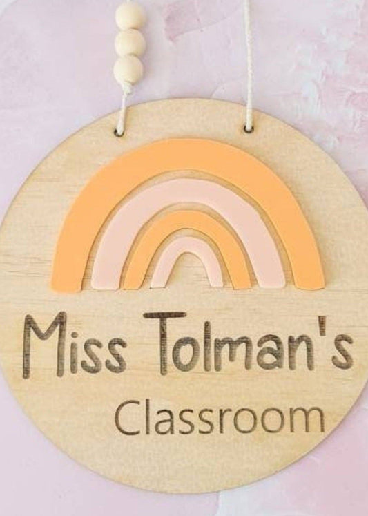 Personalised Classroom Plaque (6 Colour choices) ◽ 3D Rainbow Name Plaque ◽ Teacher's Sign ◽ Teacher Gift