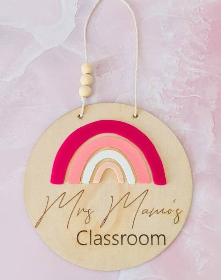 Personalised Classroom Plaque (6 Colour choices) ◽ 3D Rainbow Name Plaque ◽ Teacher's Sign ◽ Teacher Gift