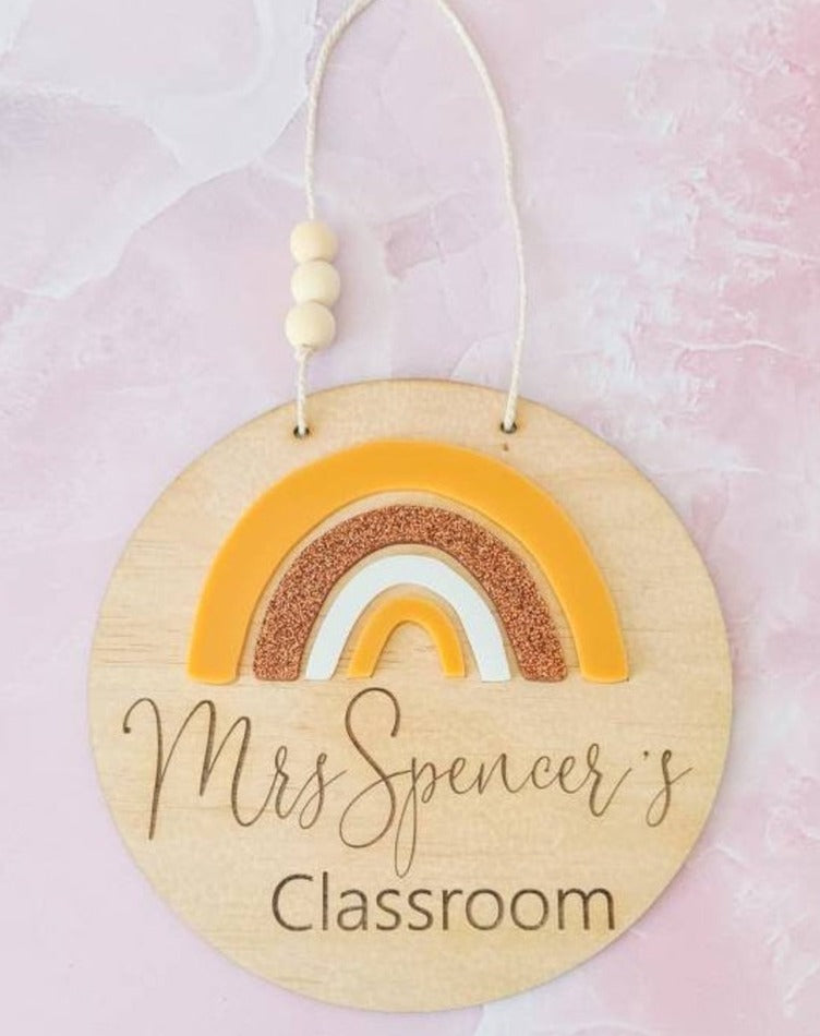 Personalised Classroom Plaque (6 Colour choices) ◽ 3D Rainbow Name Plaque ◽ Teacher's Sign ◽ Teacher Gift