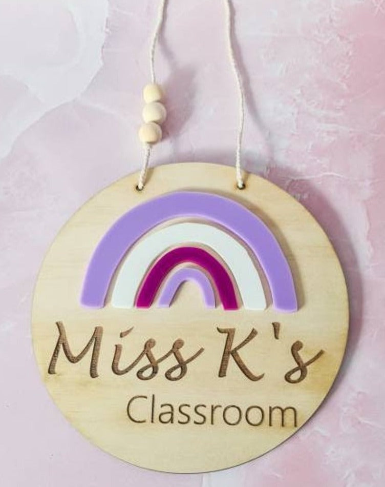 Personalised Classroom Plaque (6 Colour choices) ◽ 3D Rainbow Name Plaque ◽ Teacher's Sign ◽ Teacher Gift