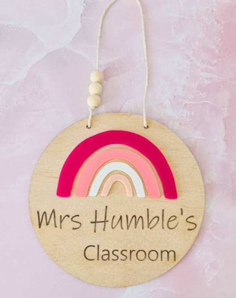 Personalised Classroom Plaque (6 Colour choices) ◽ 3D Rainbow Name Plaque ◽ Teacher's Sign ◽ Teacher Gift