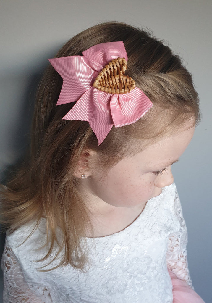 Dusty Pink and Rattan Hair Clip