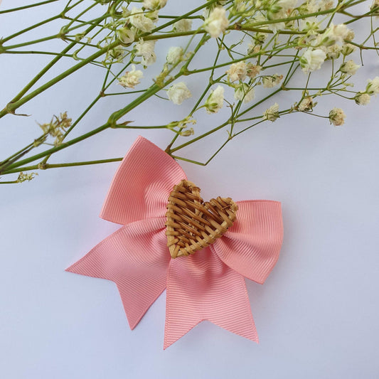 Dusty Pink and Rattan Hair Clip