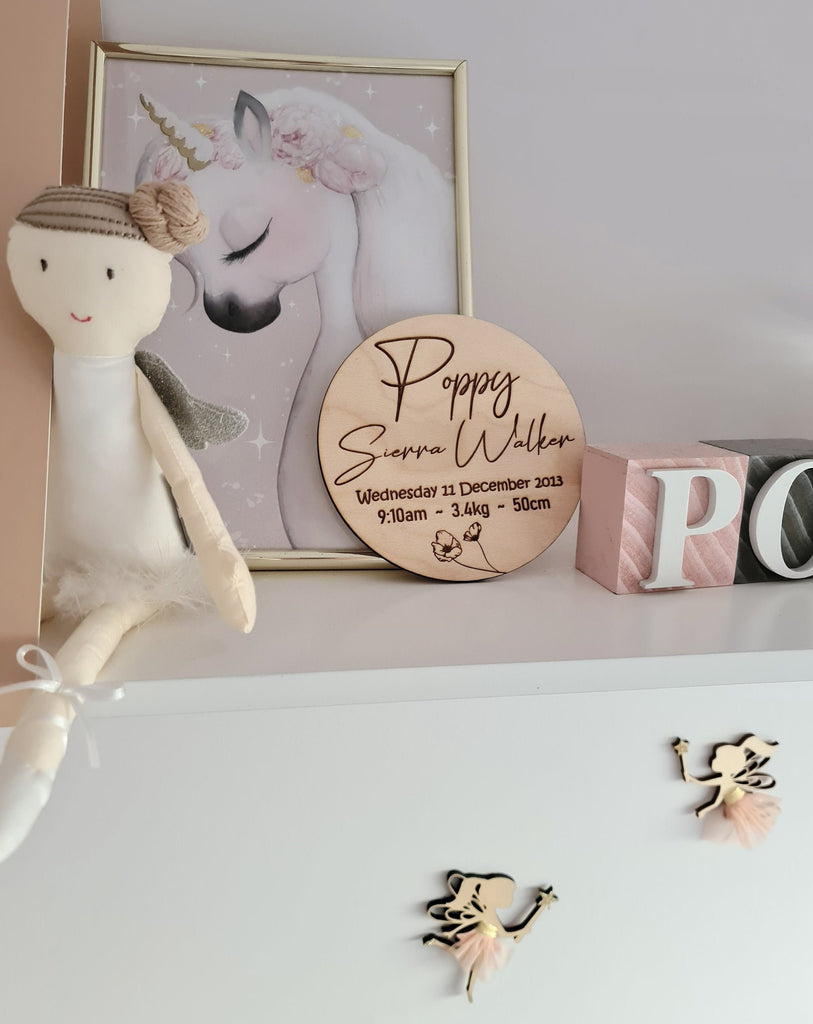 Birth Details Keepsake Plaque ◽ Personalised Birth Announcement
